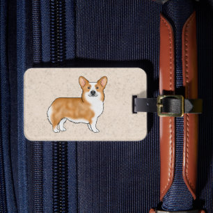 Rode En Witte Pembroke Welsh Corgi Cartoonhond Bagagelabel