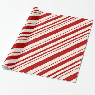 Rode en witte peppermint-snoepriemen cadeaupapier