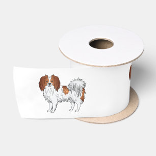 Rode En Witte Phalène Cartoonhond Illustraties Lint
