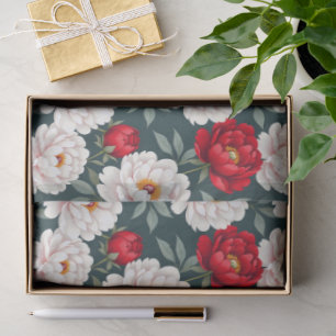 Rode en witte pioenbloemen tissuepapier