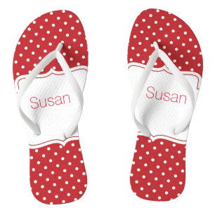 Rode en witte poka Dot Aangepaste Teenslippers