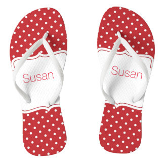 Rode en witte poka Dot Aangepaste Teenslippers