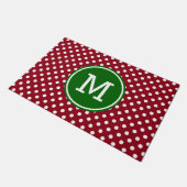 Rode en witte poka Dot Green Monogram Deurmat (Schuin)