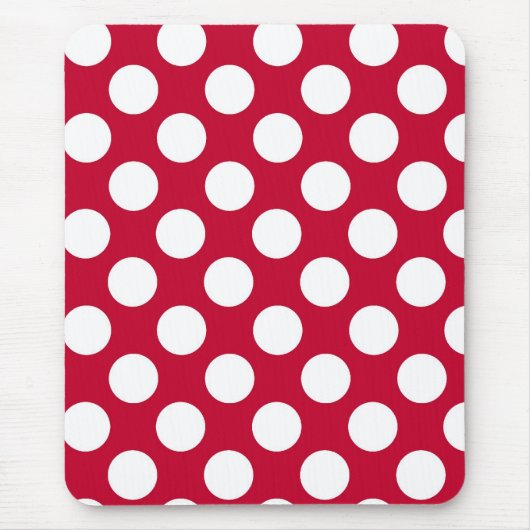 Rode en witte pokadots Mousepad Muismat (Voorkant)
