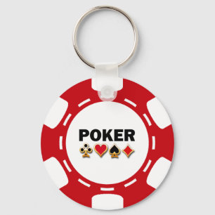 RODE EN WITTE POKER CHIP SLEUTELHANGER