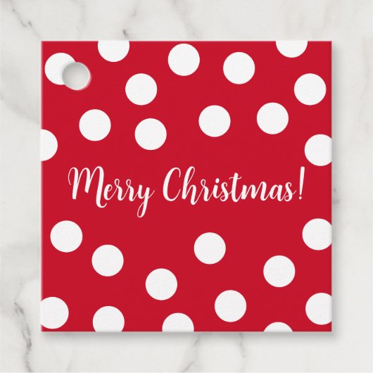 Rode en witte Polka Dots gepersonaliseerde Kerstmi Bedankjes Labels (Voorkant)
