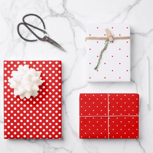 Rode en Witte Polka Dots Wrapping Paper Sheets (Voorkant)