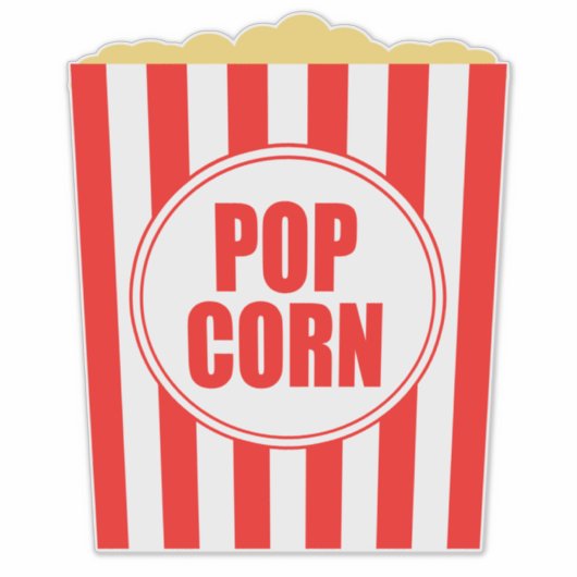 Rode en witte popcornemmer sticker (Voorkant)