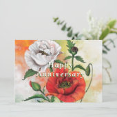 Rode en Witte Poppies Jubileum Kaart (Staand voorkant)