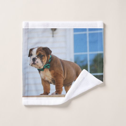 rode en witte puppy bad handdoek (Wasdoekje)