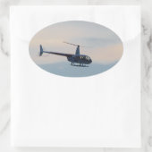 Rode en witte R44-helikopter Ovale Sticker (Tas)