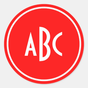 Rode en Witte Ring Cirkel Monogram Ronde Sticker