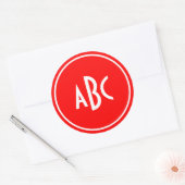 Rode en Witte Ring Cirkel Monogram Ronde Sticker (Envelop)