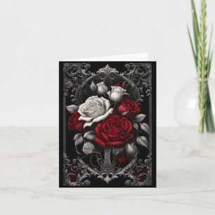 Rode en witte Rozen Lijsten Gothic Valentijn Feestdagen Kaart