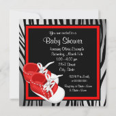 Rode en witte schoenen Rode Zebra Baby Boy Shower Kaart (Achterkant)