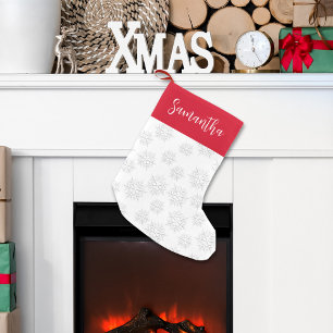 Rode en Witte Sneeuwvlok Kerst Custom Kleine Kerstsok