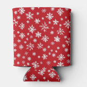 Rode en witte sneeuwvlokken blikjeskoeler (Achterkant)