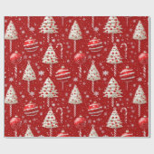  rode en witte snoep Cane Christmas Cadeaupapier (Vlak)