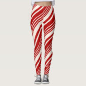 Rode en witte snoepriet Stripe kerst Leggings (Voorkant)