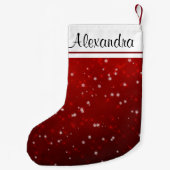 Rode en witte Sparkle Snowflake Kerst Monogram Kleine Kerstsok (Achterkant)