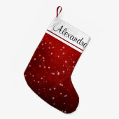 Rode en witte Sparkle Snowflake Kerst Monogram Kleine Kerstsok (Voorkant (Hangend))