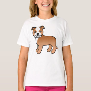 Rode En Witte Staffordshire Bull Terrier Hond T-shirt
