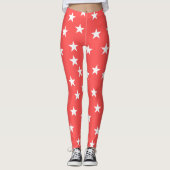 Rode en witte Star Pattern Zomer Leggings (Voorkant)