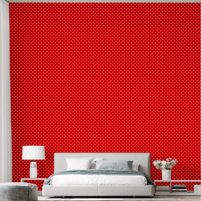 Rode en Witte Stippen Behang (Slaapkamer)