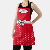 Rode en witte stippen en boog gepersonaliseerd schort (Insitu)