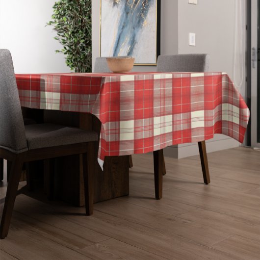 rode en witte tartan tafelkleed