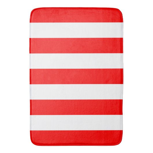 Rode en witte verticale strepen badmat (Voorkant Verticaal)