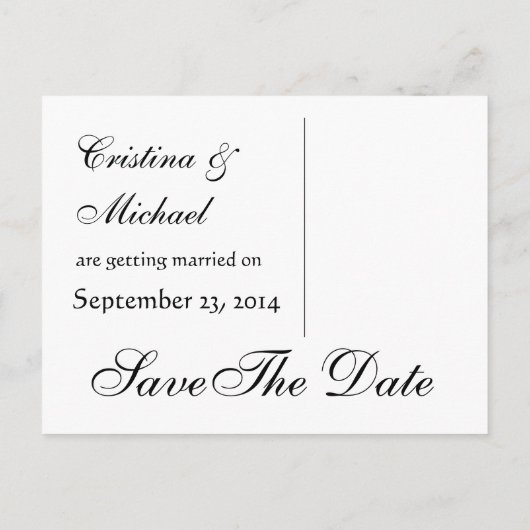 Rode en witte vetgedrukte letters Bewaar de datum Aankondigingskaart (Achterkant)