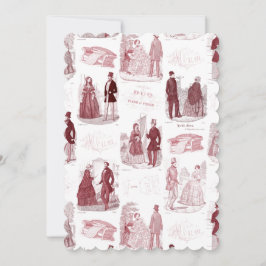 Rode en Witte Vintage Mode Franse Toile Kaart