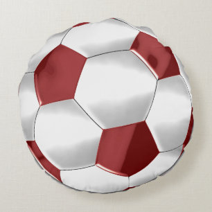 Rode en Witte Voetbal Rond Kussen