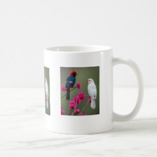 Rode en Witte Vogels op Roze Bloemtak Mok