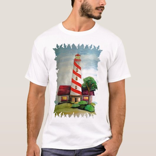 Rode en witte vuurtoren t-shirt (Voorkant)