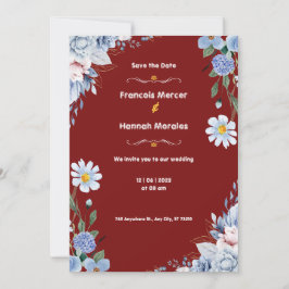 Rode en witte Waterverf bruiloft uitnodiging Kaart