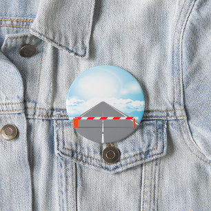 Rode en witte wegbarrière blokkeert toegang ronde button 7,6 cm