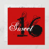 Rode en witte  zoete zestien uitnodigingen (Voorkant / Achterkant)