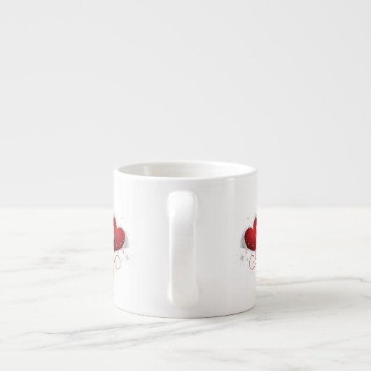 Rode en witte zweetharten espresso kop (Achterkant)