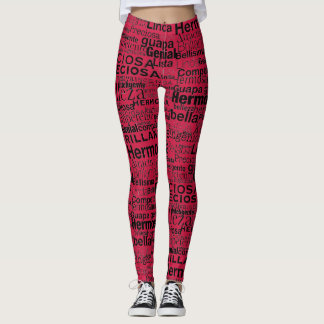 RODE EN ZWART AAN CELEBRATE HAAR BEAUTY LEGGINGS