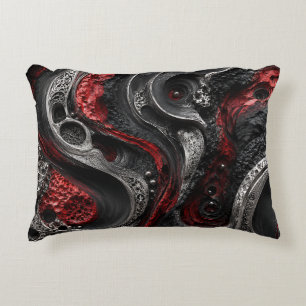 Rode en Zwarte Abstracte Geode Kussen - Modern Don