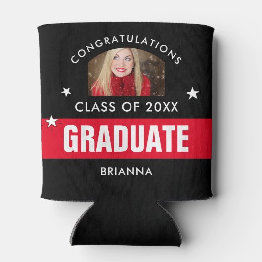 Rode en zwarte Afstuderen - Persoonlijke foto Blikjeskoeler (Achterkant)