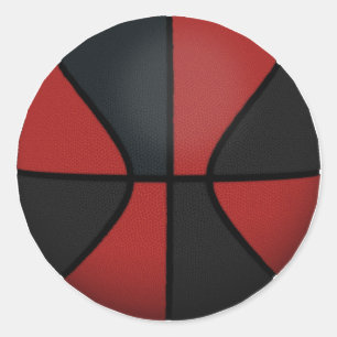 Rode en zwarte Basketball: Ronde Sticker