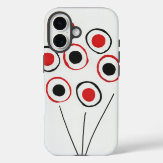 Rode en Zwarte Bloemen iPhone 16 Hoesje