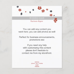 Rode en Zwarte Bloemen op Witte Elegante Flyer