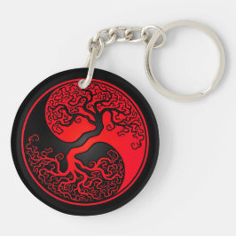 Rode en zwarte boom van Life Yin Yang Sleutelhanger