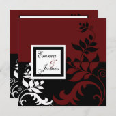 Rode en zwarte bruiloft kaart (Voorkant / Achterkant)