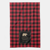 Rode en zwarte Buffalo Plaid aangepaste familienaa Theedoek (Verticaal)