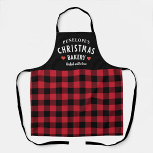 Rode en zwarte Buffalo Plaid Feestelijke Kerst Schort
